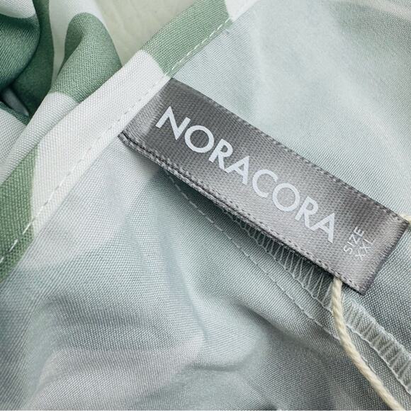 Noracora  Maxi Long Dress V-Neck Green Leaves Print Flowy Modest Size XXL New - Picture 7 of 13